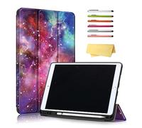 UUcovers for Apple iPad 10.2 Case 2021/2020/2019,iPad 9th/8th/7th Generation Smart Cover with Pencil Holder [Auto Wake/Sleep] PU Leather Stand Folio Tri-fold Shockproof Thin Shell, Purple Galaxy Star