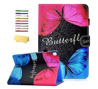 UUcovers for Apple iPad 9th/8th/7th Generation 10.2" Case 2021/2020/2019 with Pencil Holder Pockets [Auto Wake/Sleep] PU Leather Folio Stand Magnetic Closure Smart Wallet Cover, Blue Red Butterfly