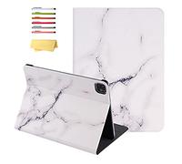 UUcovers for Apple iPad Air 5th/4th Generation (2022/2020) and iPad Pro 11 Case 4th/3rd/2nd/1st Generation (2022/2021/2020/2018) with Auto Wake/Sleep Folio Stand Smart PU Leather Cover, White Marble