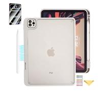 UUcovers for Apple iPad Pro 11-Inch M5/M4 Tablet (2025/2024) with Pencil Holder/Screen Protector [Pencil Charging] Magnetic Attachment, Frosted Clear Anti-Yellow Soft TPU Back Shockproof Cover, Gray