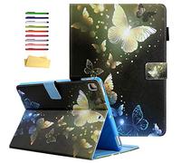 UUcovers for iPad 9th/8th/7th Generation Case 10.2 inch 2021/2020/2019 with Stand/Pencil Holder/Pocket [Auto Wake/Sleep] Multi-Angle Viewing Folding PU Leather Shockproof Wallet Cover, Gold Butterfly