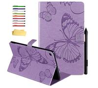 UUcovers for Samsung Galaxy Tab A 10.1 inch Tablet Case 2019 Model (SM-T510/T515/T517) with Stand/Pencil Holder/Card Slots/Magnetic Embossed PU Leather Folio Wallet Soft TPU Cover, Purple Butterfly