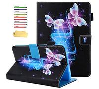 UUcovers for Samsung Galaxy Tab A 7.0 inch Tablet 2016 Case SM-T280/T285, with Pencil Holder Card Slots PU Leather Multiple Viewing Stand Shockproof TPU Cover Folio Magnetic Wallet, Purple Butterfly