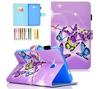 UUCOVERS for Samsung Galaxy Tab A 7.0 inch Tablet 2016 Case (SM-T280/T285) with Pencil Holder Pockets Multi-Angle Viewing Stand PU Leather Shockproof TPU Cover Magnetic Folio Wallet, Purple Butterfly