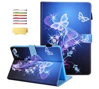 UUcovers for Samsung Galaxy Tab A7 Lite 8.7 Case 2021 Model (SM-T220/T225) with Pencil Holder Pockets Multi-Angle Stand PU Leather Shockproof TPU Back Magnetic Folio Cover, Purple Glitter Butterfly