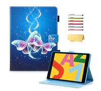 UUcovers iPad 10.2 2019 Case 7th Generation,Slim Smart Multi-Angle Stand Synthetic Leather Soft TPU Shell Magnetic Folio Wallet Cover with Pencil Cards Holder [Auto Wake/Sleep], Bling Purple Butterfly