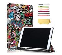 UUcovers iPad 10.2 inch 2020 iPad 8th Generation Case / 2019 iPad 7th Generation Smart Cover with Pencil Holder [Auto Wake/Sleep] PU Leather TPU Back Stand Folio Tri-fold Shell, Colored Graffiti