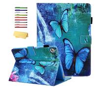 UUCOVERS iPad 10.2 inch (iPad 7th Generation) 2019/iPad Air 3 3rd Generation 2019 /iPad Pro 10.5 2017 Case Stand Smart PU Leather Folio Cover [Auto Wake/Sleep] with Pencil Holder, Blue Teal Butterfly