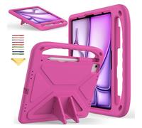 UUcovers Kids Case for iPad Pro 12.9 inch Cover 6th/5th/4th/3rd Gen (2022/2021/2020/2018) with Kickstand/Handle/Stylus Pencil Holder Soft EVA Heavy Duty Shockproof Flip Stand Girl Boy Cover, Rose