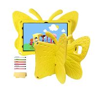 UUCOVERS Kids Case for Samsung Galaxy Tab A8 10.5 inch Tablet 2022 (SM-X200/X205/X207) with Foldable Convertible Kickstand 3D Cartoon Soft EVA Foam Slim Lightweight Shockproof Cover, Yellow Butterfly