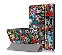 UUcovers Smart Case for Apple iPad 7th Generation, iPad 10.2 2019 Tablet Cover, [Auto Wake/Sleep] PU Leather Lightweight Multi-Angle Stand Trifold Folio Hard Back Shockproof Shell, Graffiti Doodle