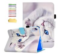UUcovers Smart Case for iPad mini 7th/6th Generation 8.3 inch with Pencil Holder [Auto Sleep/Wake] Magnetic Stand PU Leather Cover for iPad mini 7 (A17 Pro) 2024/ iPad mini 6 2021, White Cat Kitty