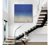 UUDEZO Abstract Painting Square Wall Art Large Size Blue Wall Decor Family Picture Home Decor 75x75cm(30x30inch) with Black Frame