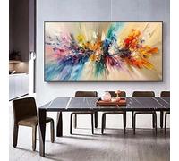 UUDEZO Extra Large Abstract Wall Art Canvas Colorful Oil Paintings Wall Art Pictures Room Decor Modern Home Decoration 85x170cm/(34x68inch) with Black Framed