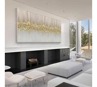 UUDEZO Gold Wave Painting Gold Leaf Abstract Framed Wall art Luxury Art Modern Posters Prints for Living Room Walls Large wall decor 70x175cm/(28x69inch) with-Golden-Frame