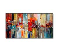 UUDEZO Large Abstract Painting Colorful Decoration Oil Painting on Canvas Posters and Prints Wall Art Pictures for Living Room 60x120cm/(24x47inch) with Black Frame