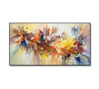 UUDEZO Large Abstract Painting Framed Wall Art Colorful Bloom Flower Poster Canvas Painting For Living Room Home Decorative 65x130cm/(25x51inch) with Black Frame