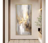 UUDEZO Large Canvas Wall Painting Gold Leaf Abstract Framed Wall Art Contemporary Abstract Art For Living Room Wall Decorations 70x140cm/(28x55inch) with Gold Frame