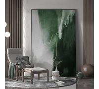 UUDEZO Large Green Abstract Art Oversized Modern Abstract Painting Office Kitchen Bathroom Decor Framed Ready to Hang 65x110cm/(26x43inch) with Black Frame