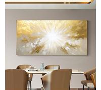 UUDEZO Large Modern Abstract Canvas Art Yellow and Golden Glitter Framed Wall Painting Suitable for Living Room Hallway Decor(50x100cm/(20x39inch)/with-Gold-Frame)