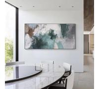 UUDEZO Living Room Over Bedroom Large Size Green Coastal Wall Art Abstract Ocean Painting On Canvas Wall Decor Home Decoration 43x86cm/(17x34inch) with Black Frame
