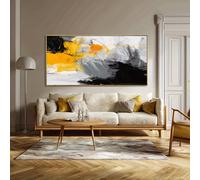 UUDEZO Wall Art Black Yellow Abstract Wall Art Canvas Painting Modern Large Artwork for Living Room Bedroom Office Home Decor(50x100cm(20x39in) Black Framed