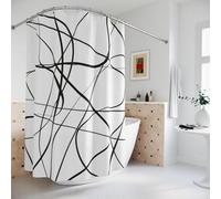 UUDIHO Abstract Lines Shower Curtain Black and White Fun Funky Bathroom Decor Curtain Bathtub Artwork Shower Curtains 100x200cm/39x79in(WxH) Shower Curtain