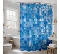 UUDIHO Blue Ice Block Imitation Simple Print Waterproof Partition Privacy Hanging Curtain with 22 Hooks Multiple Sizes(180x200cm/71x79in(WxH)/Bathtub Curtains)