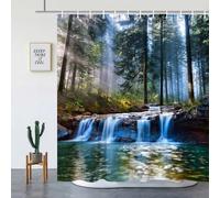 UUDIHO Enchanting Forest Waterfall Shower Curtain -Polyester, Machine Washable with Hooks Included for Bathroom Decor(180x200cm/71x79in(WxH)/Bathroom Curtains)