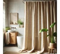 UUDIHO Extra Wide Linen Shower Curtain Liner, Neutral Modern Bathroom Curtains, Natural Colors Bath Curtains Decor 75x200cm/30x79in(WxH) Shower Curtain