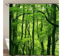 UUDIHO Green Forest Trees Scenery Bath Curtain Shower Curtains Bathroom Waterproof Polyester Fabric Bath Screen Decor(145x185cm/57x73in(WxH)/Bathroom Curtains)