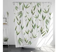 UUDIHO Leaves Waterproof Fabric Shower Curtain Liner with 12 Hooks, Soft Cloth Green Life Bathroom Decor Shower Liner 150x220cm/59x87in(WxH) Shower Curtain