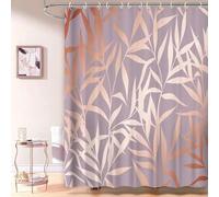 UUDIHO Modern Luxury Bathroom Rose Gold Shower Curtain Pink Gold Tropical Leaves Shower Curtains Fabric Bath Curtain Set(120x190cm/47x75in(WxH) Bathtub Curtains)