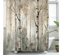 UUDIHO Nordic Style Shower Curtain Features a Pattern of White Birch Forest, with Naturally Shaped Trees Polyester Perfect for Bathrooms(200x210cm/79x83in(WxH) Curtains)