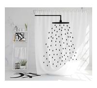 UUDIHO Shower head shower curtain, Washable Black and white bath curtain, Extra long Polyester Fabric Wet Room Weighted Curtains 120x190cm/47x75in(WxH) Shower Curtain