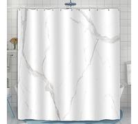 UUDIHO White marble textured shower curtain set, decorative bathroom set including shower curtain, 12 plastic hooks(70x200cm/28x55in(WxH)/Bath Tub Curtains)
