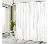 UUDIHO White Modern Geometric Vertical Lines Bath Curtain, Machine Washable, Contemporary Design for All-Season Bathroom Decor(180x240cm/71x94in(WxH)/Bathroom Curtains)