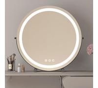UUDQCD Large Black Round Vanity Mirror With Lights Dressing Table, Light Up Makeup Mirror, Free Standing, 360° Rotating