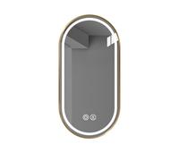 UUDQCD Oval Mirror Wall, Gold Metal Framed Illuminated Makeup Mirror, Bathroom Mirrors Wall Mounted with Led Lights, Backlit Front Lighted 3 Colors Dimmable Demister (Size:40 * 70cm,Color:Gold)