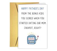 UUEFKTN Funny Stepdad Father's Day Card from Stepdaughter Stepson, Father's Day Card Gift from Bonus Kids, Happy Father's Day