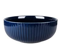 UUEMB Extra Large Salad Bowl, 2800ml Ceramic Fruit Bowl, Stylish Navy Blue Bowl Round Vertical Stripe, Soup Bowl, Serving Bowl for Salad, Fruit, Noodle, Soup(23.5x8.8cm, 95oz)