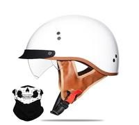 Uueybsg Retro Motorcycle Half Helmet Open Face Motorbike Helmets with Drop-Down Sun Visor Vintage Helmet DOT/ECE Approved Bike Cruiser Chopper Moped Scooter Helmet for Adults Men and Women
