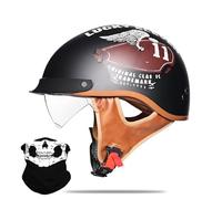 Uueybsg Retro Motorcycle Half Helmet Open Face Motorbike Helmets with Drop-Down Sun Visor Vintage Helmet DOT/ECE Approved Bike Cruiser Chopper Moped Scooter Helmet for Adults Men and Women