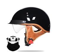 Uueybsg Retro Motorcycle Half Helmet Open Face Motorbike Helmets with Drop-Down Sun Visor Vintage Helmet DOT/ECE Approved Bike Cruiser Chopper Moped Scooter Helmet for Adults Men and Women