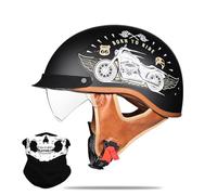 Uueybsg Retro Motorcycle Half Helmet Open Face Motorbike Helmets with Drop-Down Sun Visor Vintage Helmet DOT/ECE Approved Bike Cruiser Chopper Moped Scooter Helmet for Adults Men and Women
