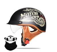 Uueybsg Retro Motorcycle Half Helmet Open Face Motorbike Helmets with Drop-Down Sun Visor Vintage Helmet DOT/ECE Approved Bike Cruiser Chopper Moped Scooter Helmet for Adults Men and Women
