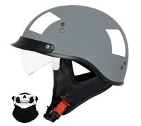 Uueybsg Vintage German Motorcycle Half Helmet Retro Open Face Motorbike Helmet with Drop-Down Sun Visor DOT/ECE Approved Bike Cruiser Crash Moped Scooter Helmet for Adult Men Women 57~64cm