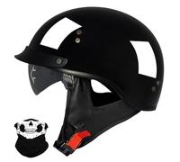 Uueybsg Vintage German Motorcycle Half Helmet Retro Open Face Motorbike Helmet with Drop-Down Sun Visor DOT/ECE Approved Bike Cruiser Crash Moped Scooter Helmet for Adult Men Women 57~64cm