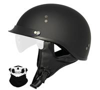 Uueybsg Vintage German Motorcycle Half Helmet Retro Open Face Motorbike Helmet with Drop-Down Sun Visor DOT/ECE Approved Bike Cruiser Crash Moped Scooter Helmet for Adult Men Women 57~64cm