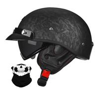 Uueybsg Vintage Motorcycle Half Helmet with Sun Visor Retro Open Face Motorbike Helmets with Adjustable Quick Release Buckle DOT/ECE Approved Adult Men Women Bicycle Cruiser Scooter Helmet